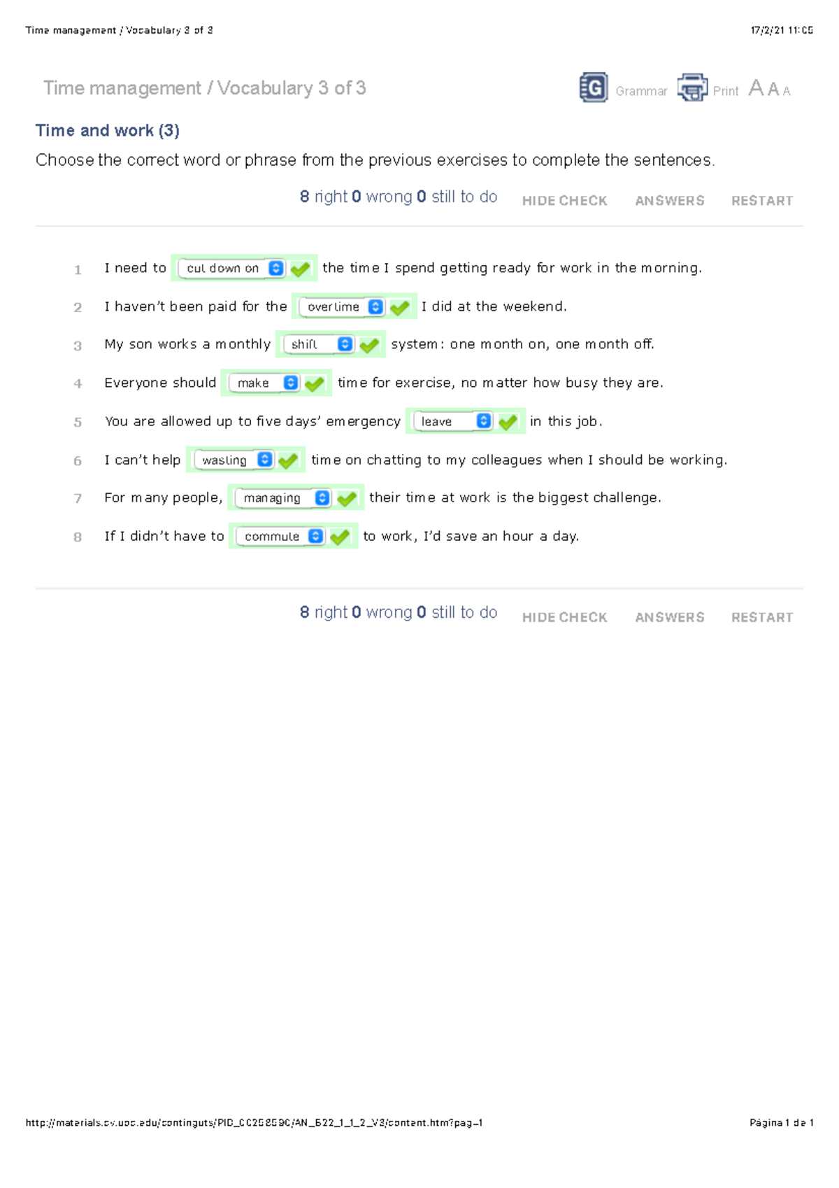 Time management Vocabulary 3 of 3 Time management / Vocabulary 3 of