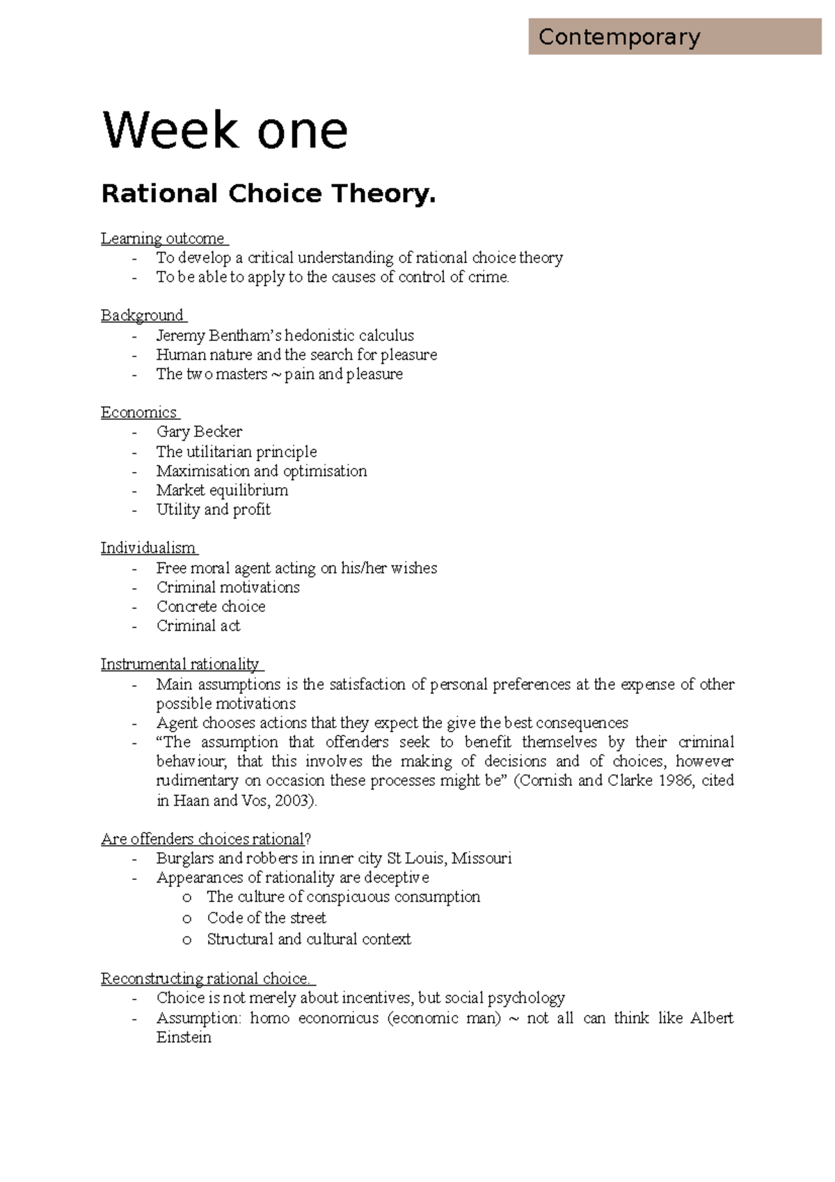 rational choice theory criminology essays