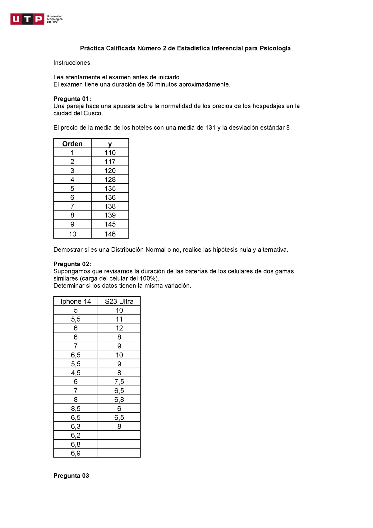 Practica Calificada 2 Estadistica Inferencial - Práctica Calificada ...