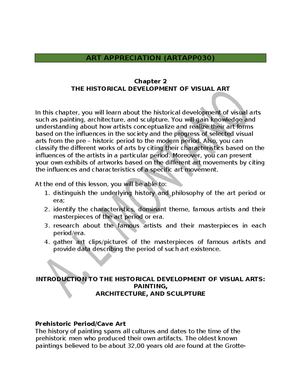 Artapp 030 Chapter 2 1 - MIDTERM NOTES - ART APPRECIATION (ARTAPP030 ...