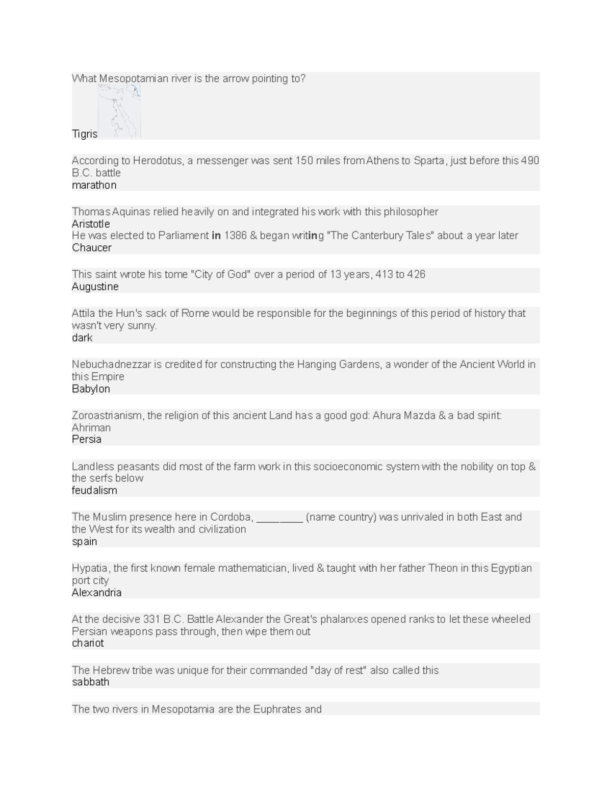 Final Exam Study guide copy - What Mesopotamian river is the arrow ...