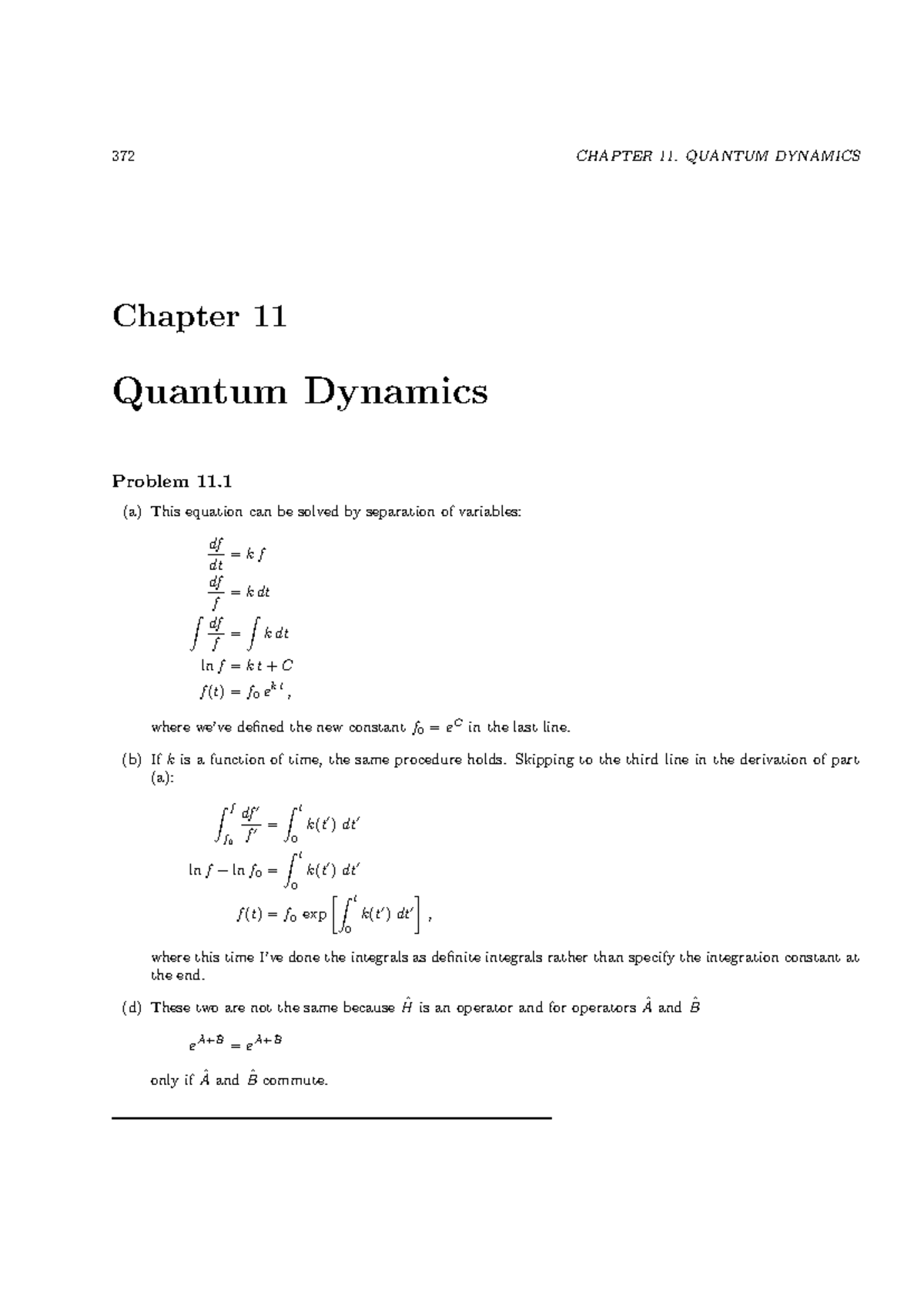 EP455 Study Material 372 - 372 CHAPTER 11. QUANTUM DYNAMICS Chapter 11 ...