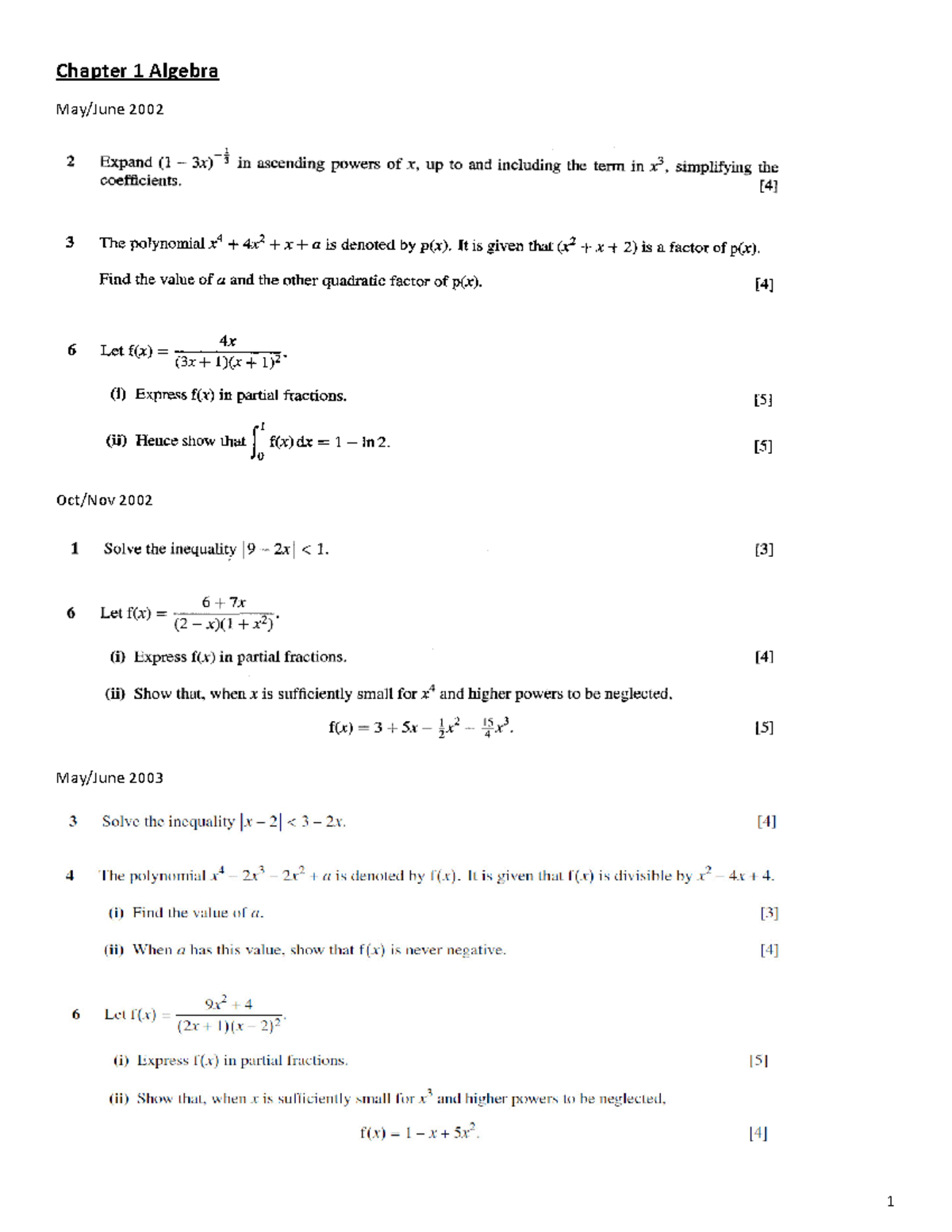 P3 Chapter 1 Algebra - - Studocu