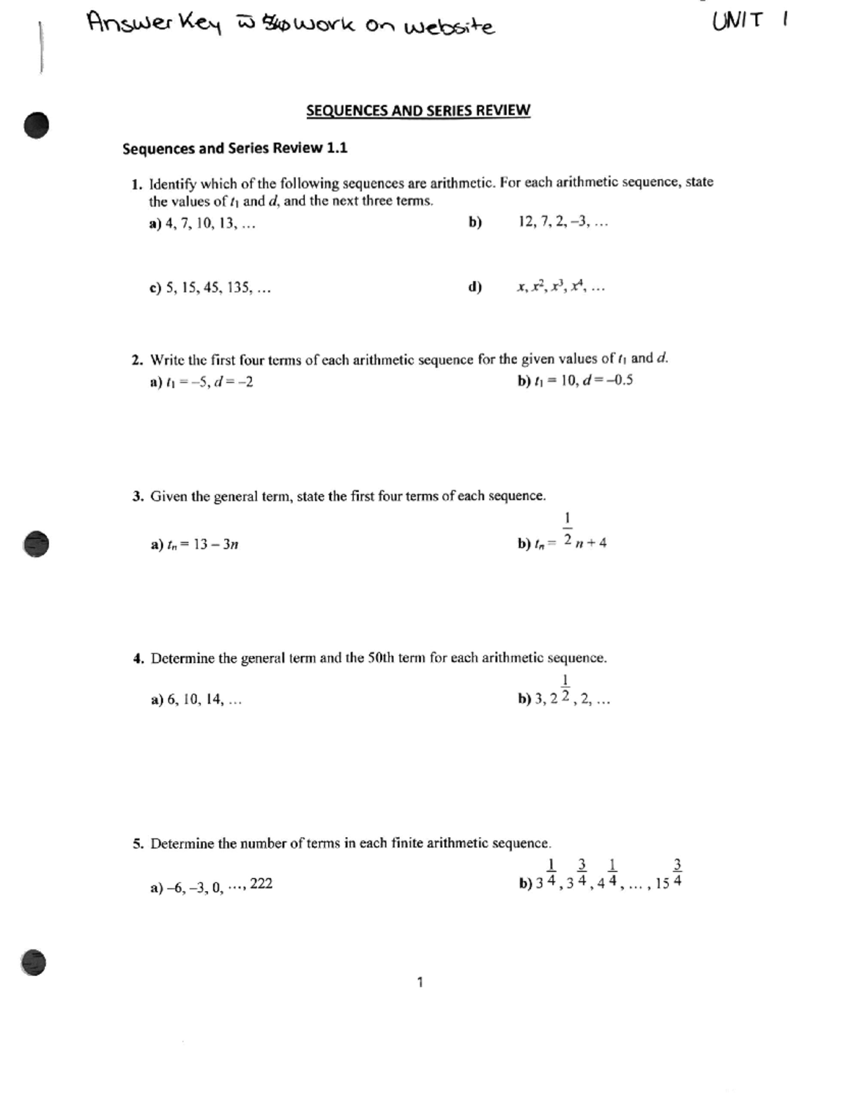 Grade 11 Math Sequences And Series Studocu