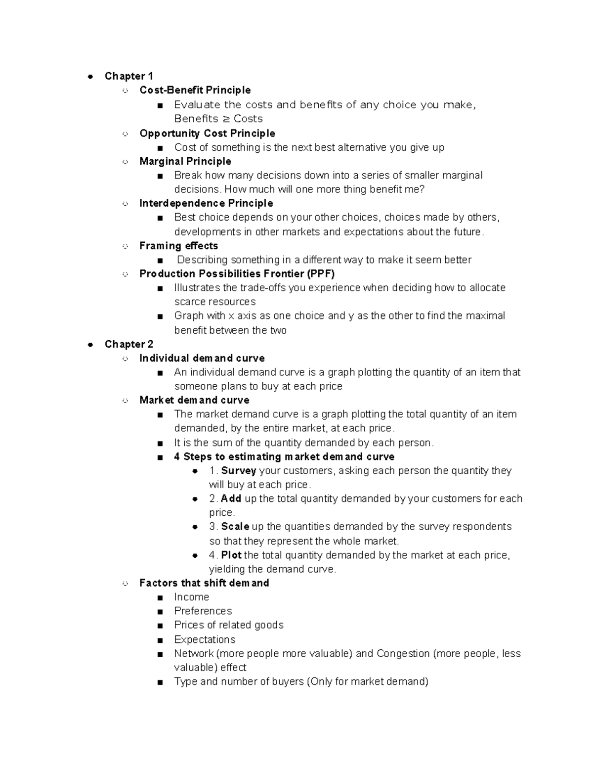 Econ 100 Final Review - Chapter 1 Cost-Benefit Principle Evaluate The ...