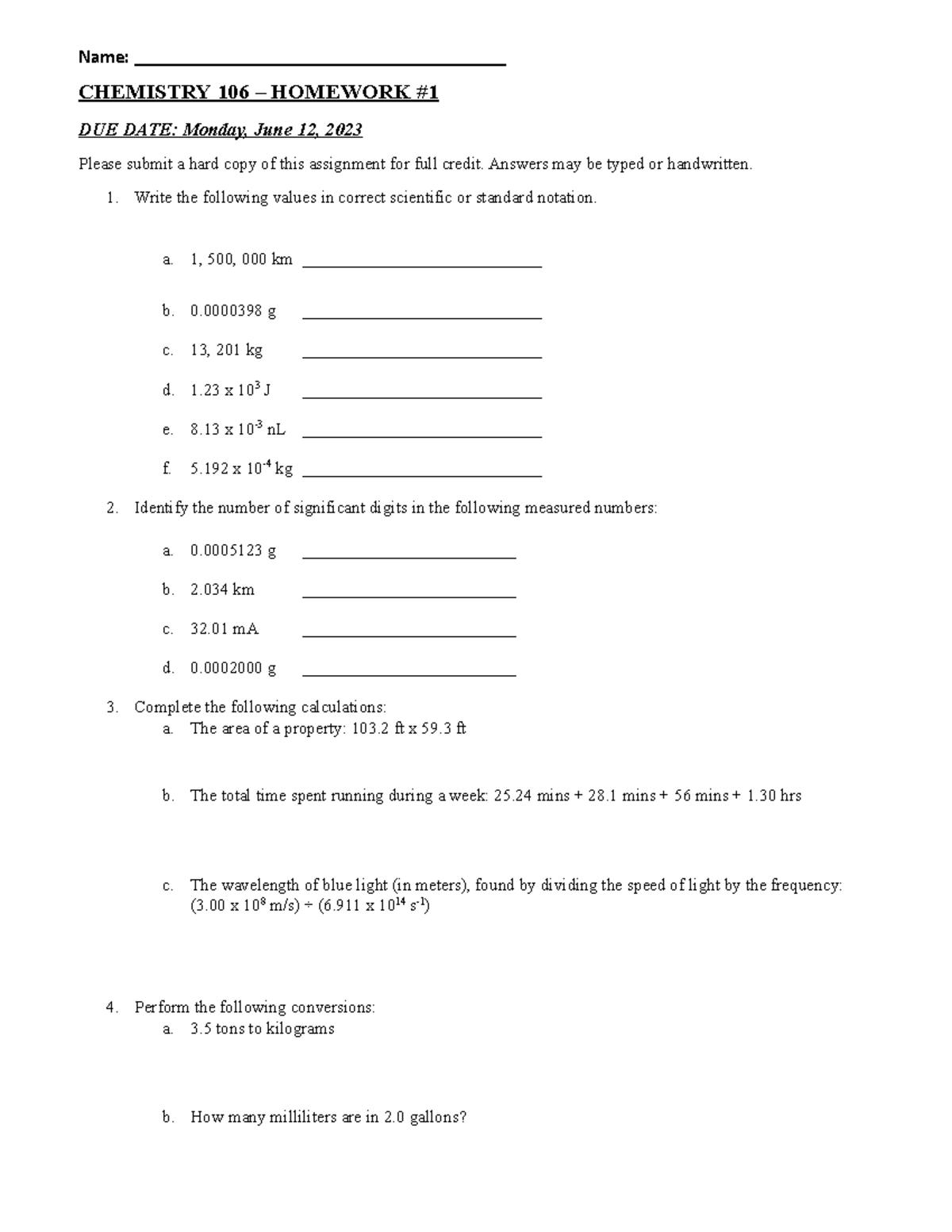 CHEM106 HW #1 - nothing - Name ...