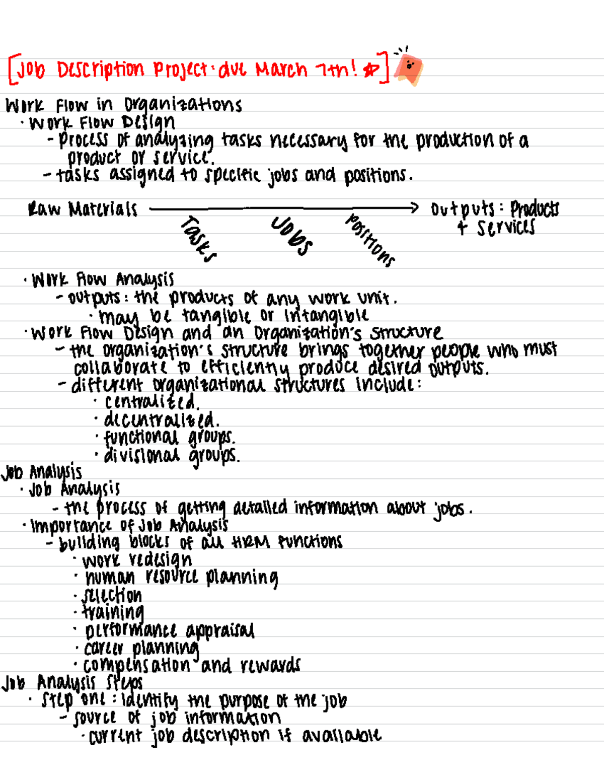 Chapter 4 Brown [Job Description Project due March 7th ! As
