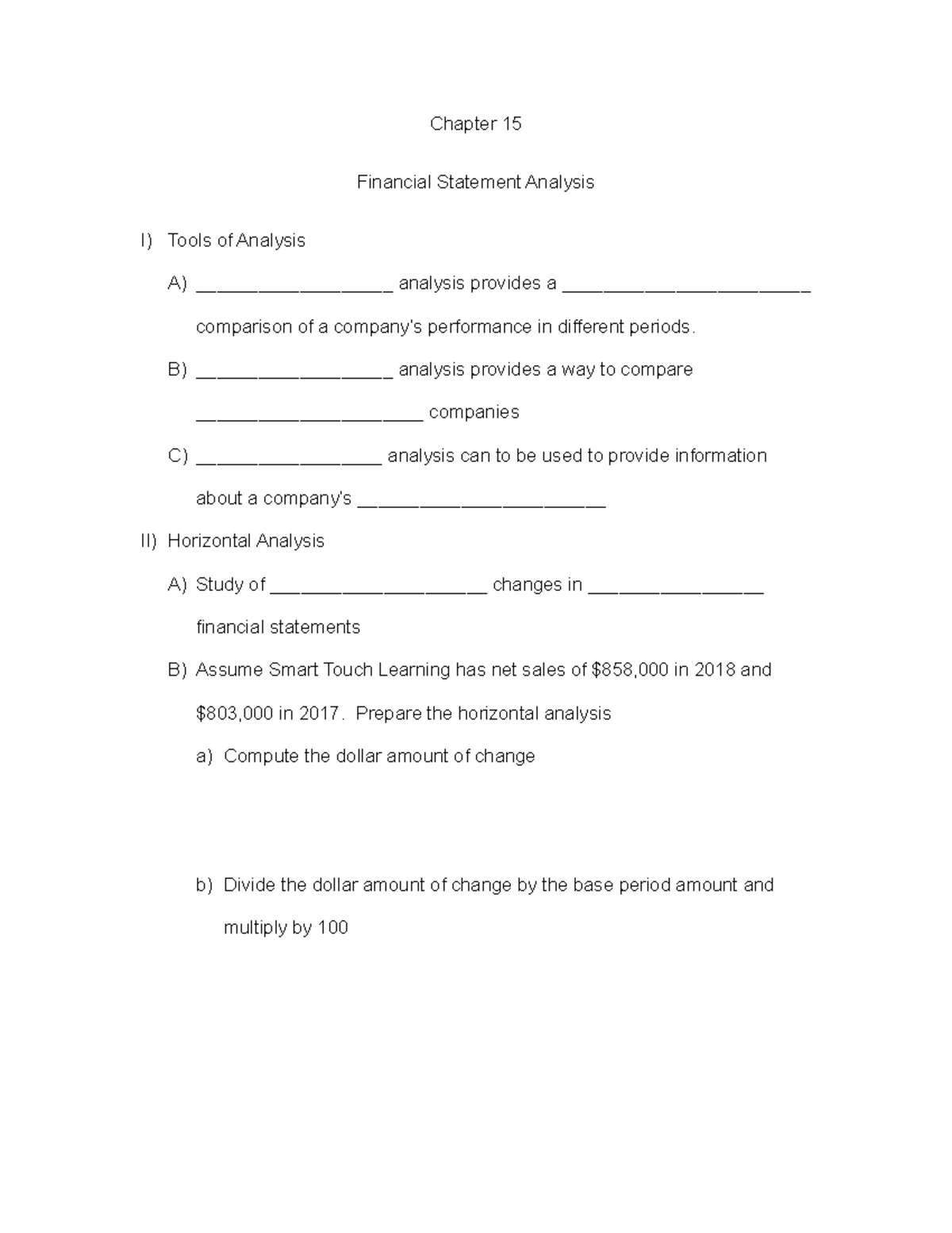 Chapter 15 Handout - Notes - Chapter 15 Financial Statement Analysis I ...