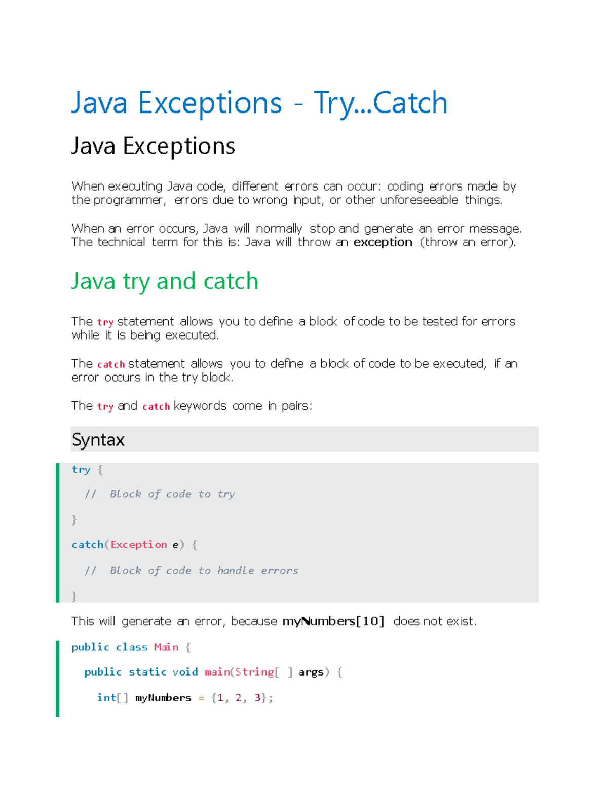 Exceptions -TRY... Catch OF JAVA Programming - Java Exceptions - Try ...