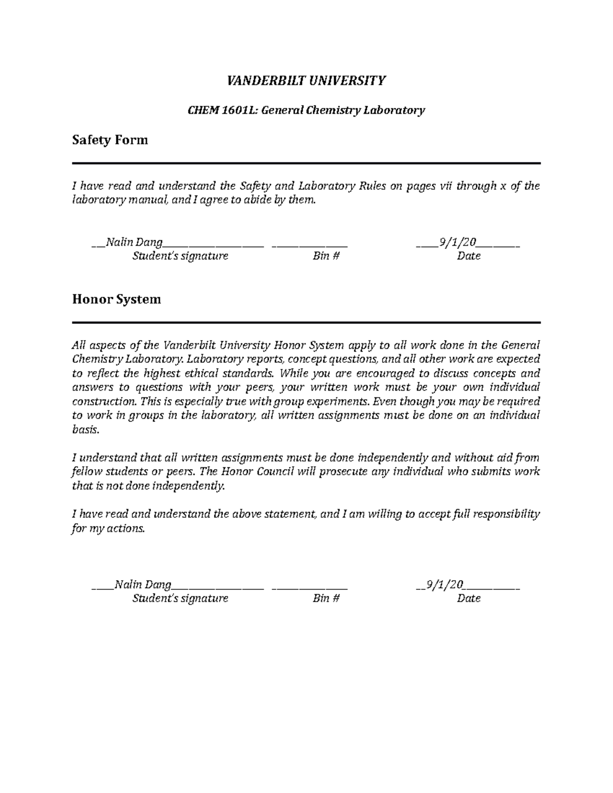 Doc 2222 - awdadw - VANDERBILT UNIVERSITY CHEM 1601L: General Chemistry ...