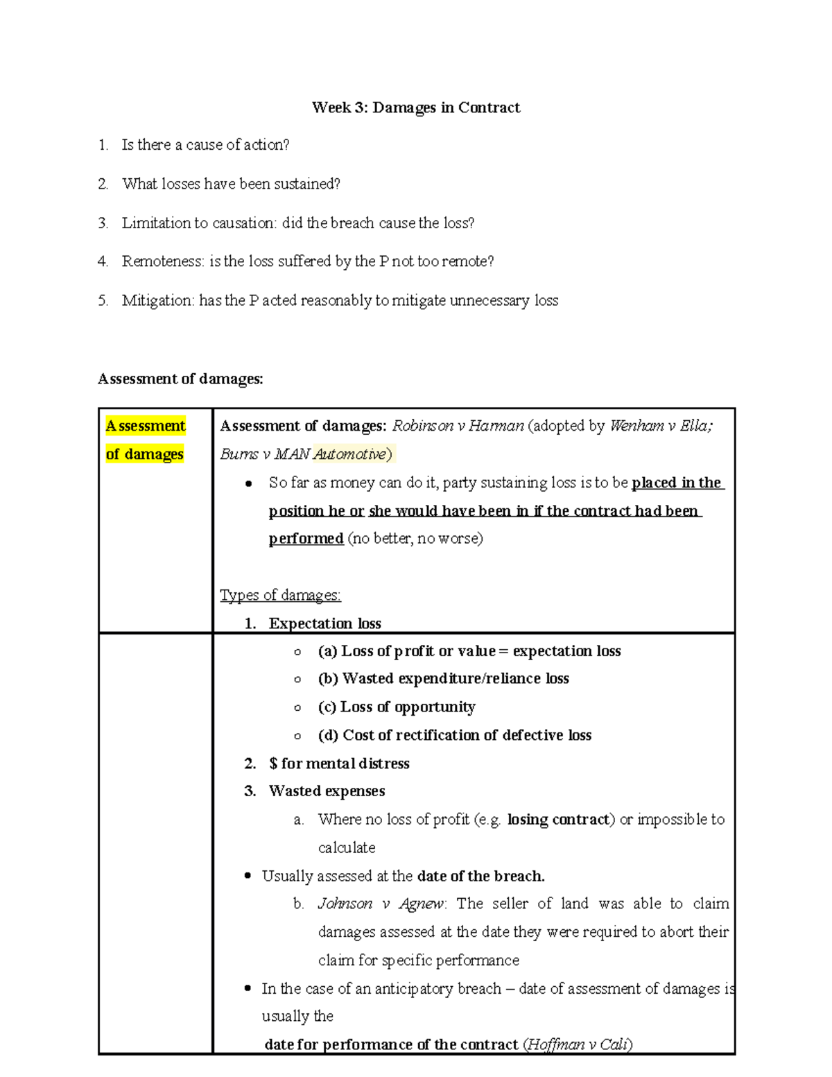 exam-answer-templates-week-3-damages-in-contract-is-there-a-cause-of