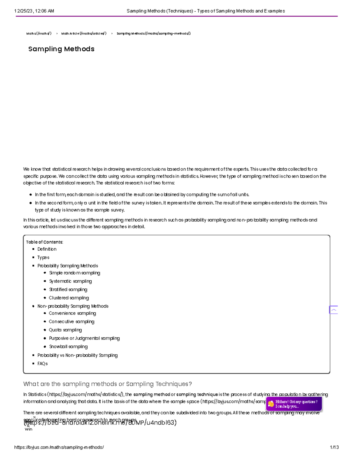 Types Of Sampling Sampling Methods With Examples
