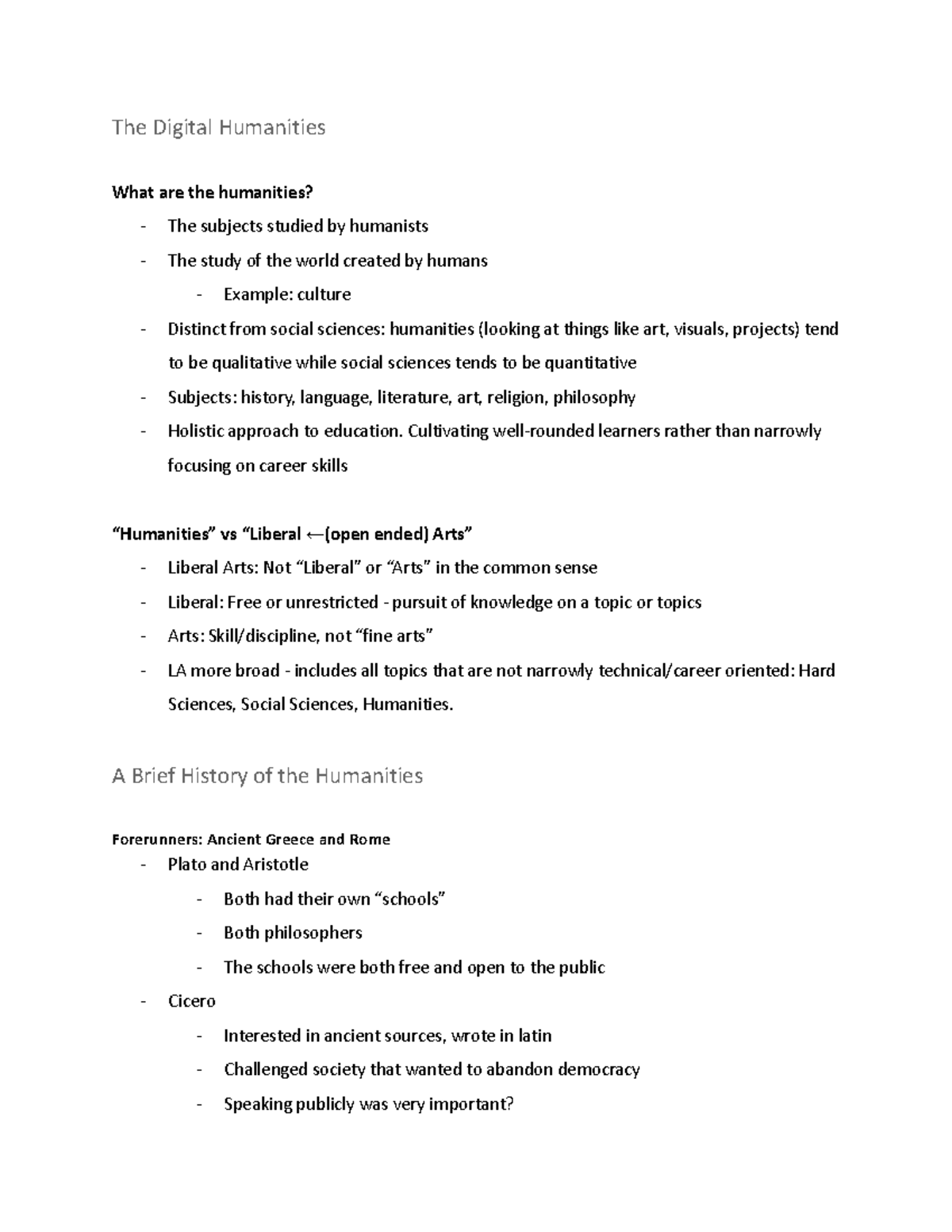 DH100 Class 2 Digital Humanities The Digital Humanities What are