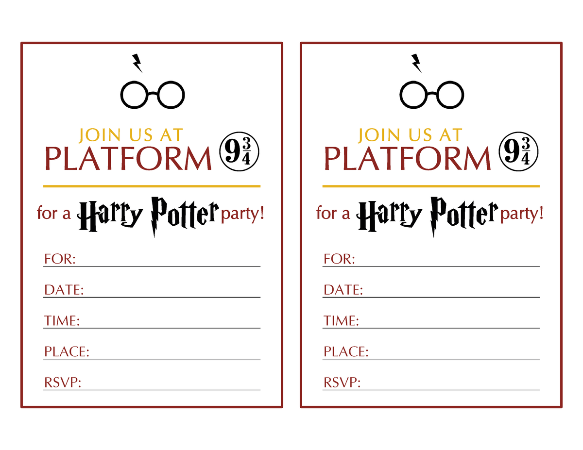 Harry+Potter+Party+Invites - FOR: FOR: DATE: DATE: TIME: TIME: PLACE ...