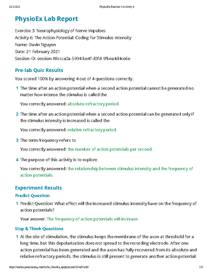Physio Ex Exercise 3 Activity 6 Studocu