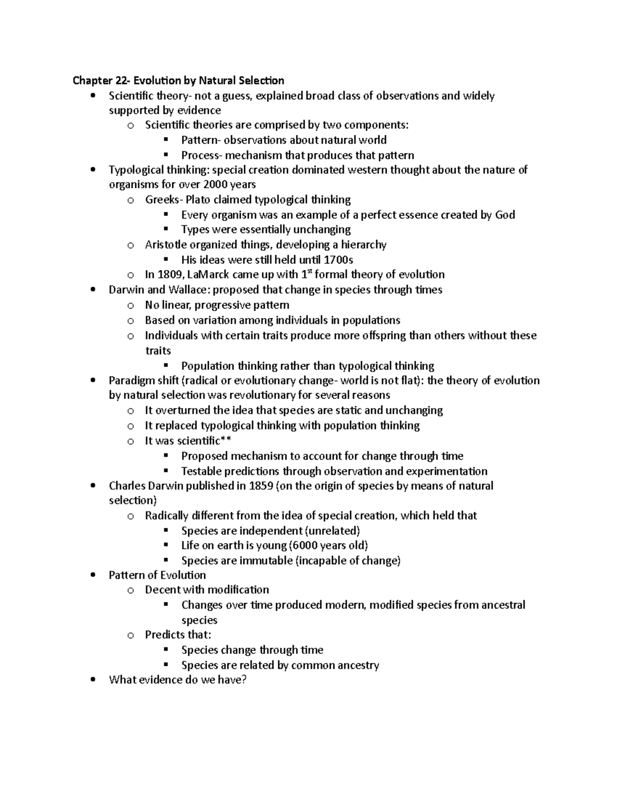 Ch 22 - Ch 22 - Chapter 22- Evolution by Natural Selection Scientific ...