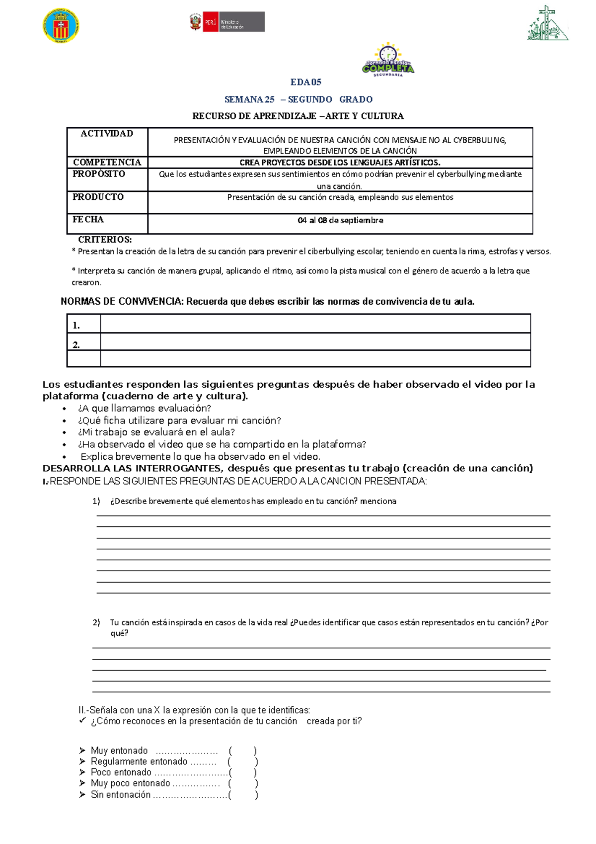 Recurso DE Aprendizaje N° 25 - Segundo - EDA 05 SEMANA 25 – SEGUNDO ...