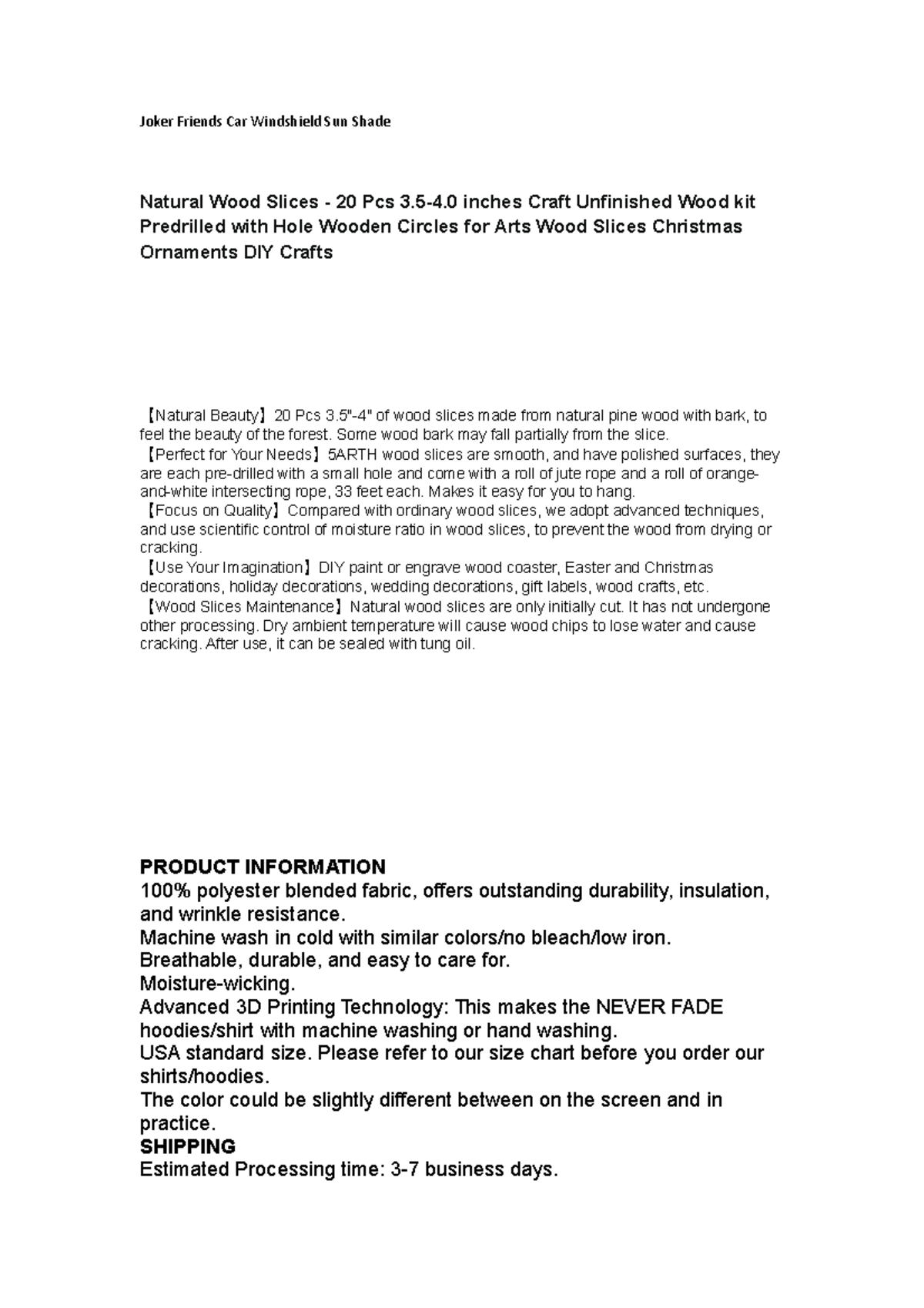 Flush Good Joker Friends Car Windshield Sun Shade Natural Wood