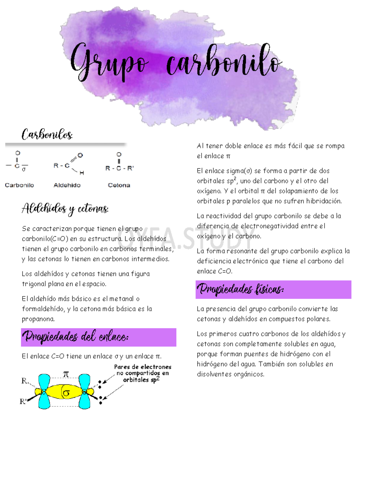 1. Grupo carbonilo resumen - Carbonilos: σ Aldehídos y cetonas: Se ...