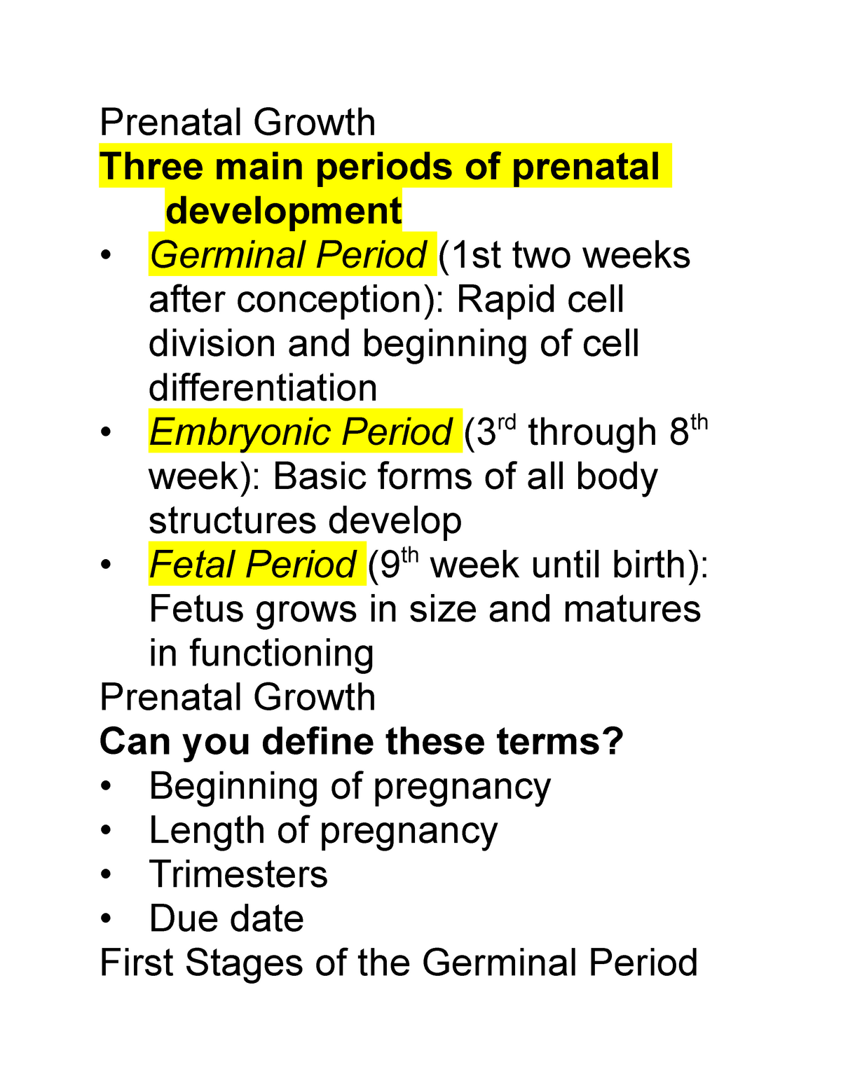 prenatal development research questions