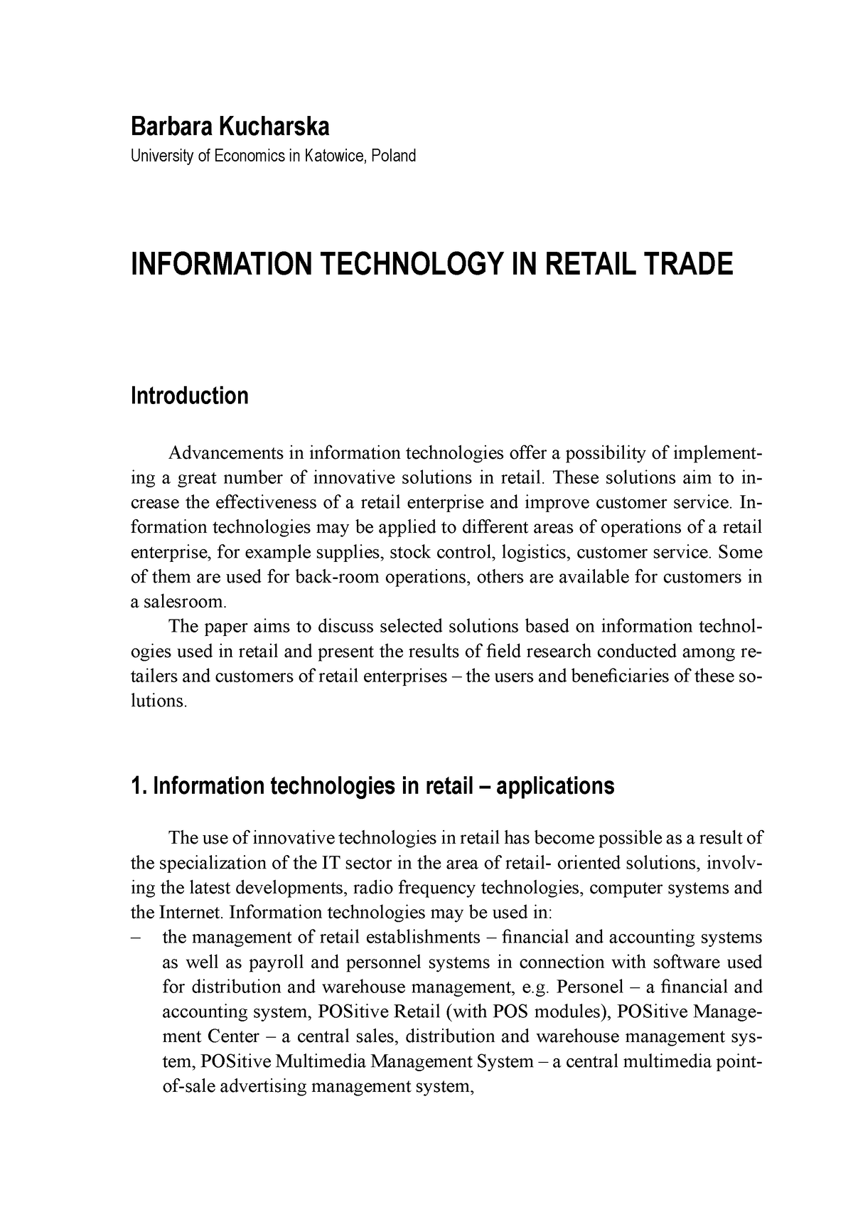 9 B.Kucharska Information Technology In Retail - Barbara Kucharska ...