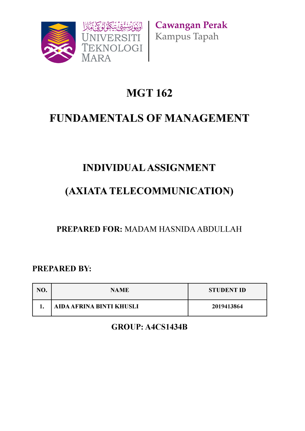 mgt162 group assignment uitm