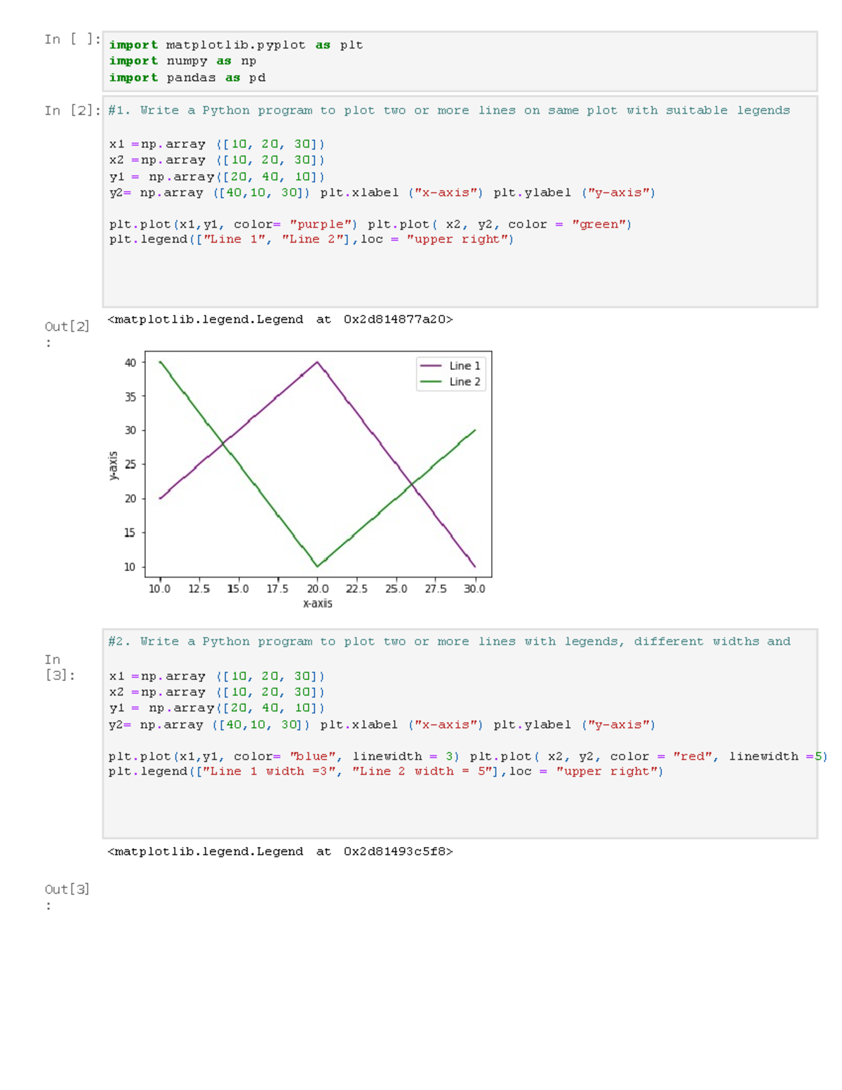 ML#03 Matplotlib 3 - Practical - #1. Write a Python program to plot two ...