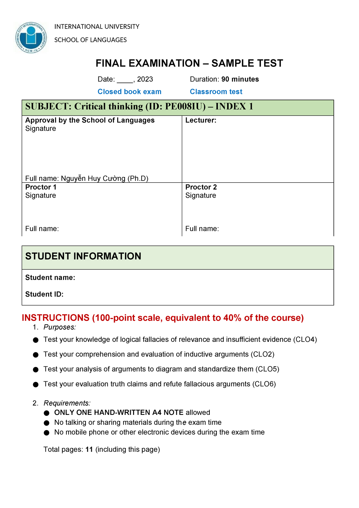 critical thinking past papers