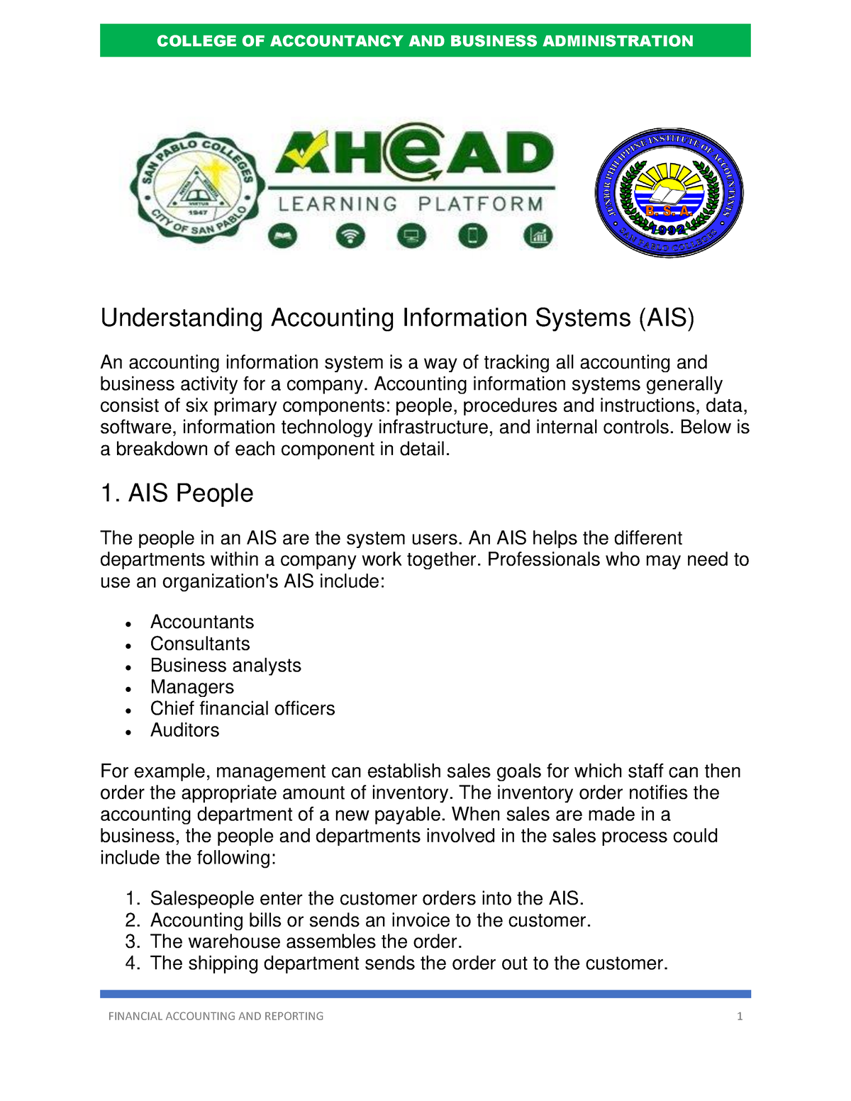 Understanding AIS - This Is A Module For Accounting Information ...