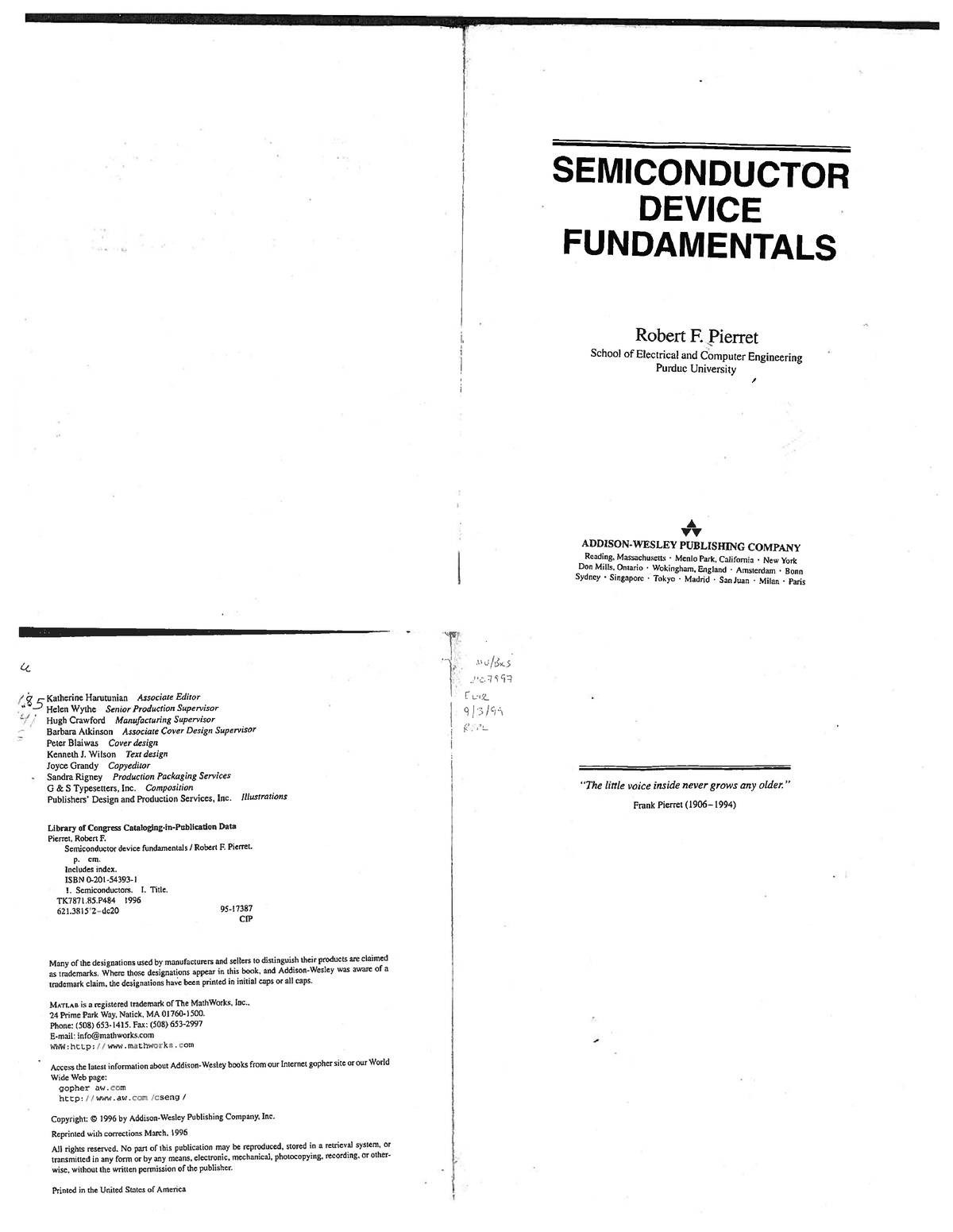 Robert F. Pierret - Semiconductor Device Fundamentals-Addison Wesley ...