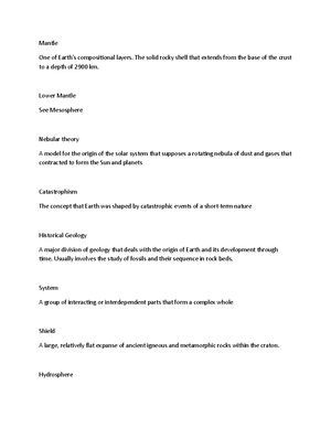 Gly 1010 ch1 - Chapter 1 Notes - Physical Geology A major division of ...
