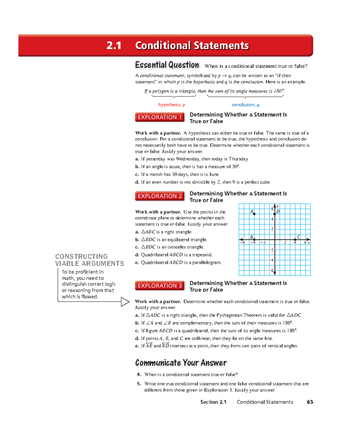Mathematics and Geometry Section 2 Conditional Statements 65 2 Conditional Statements