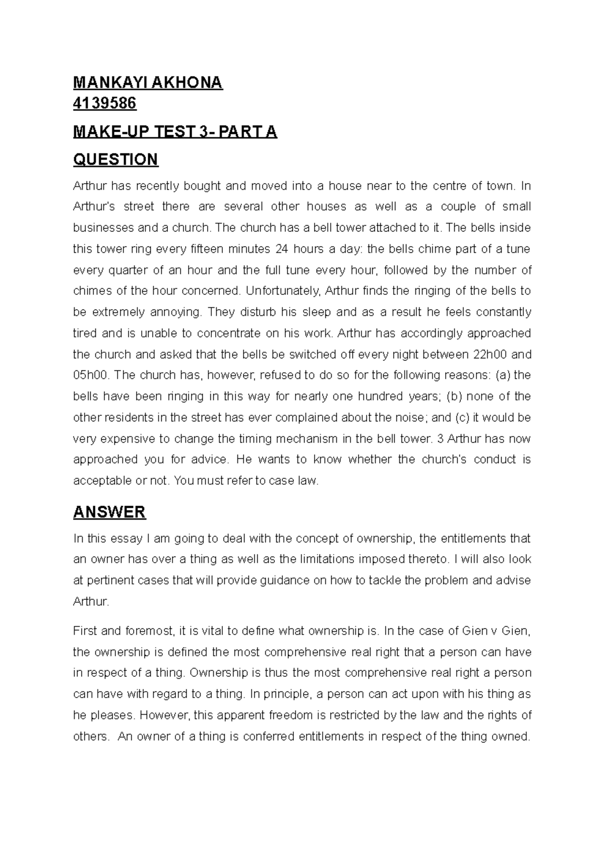 MAKE UP TEST PART A This document contains a question that was asked