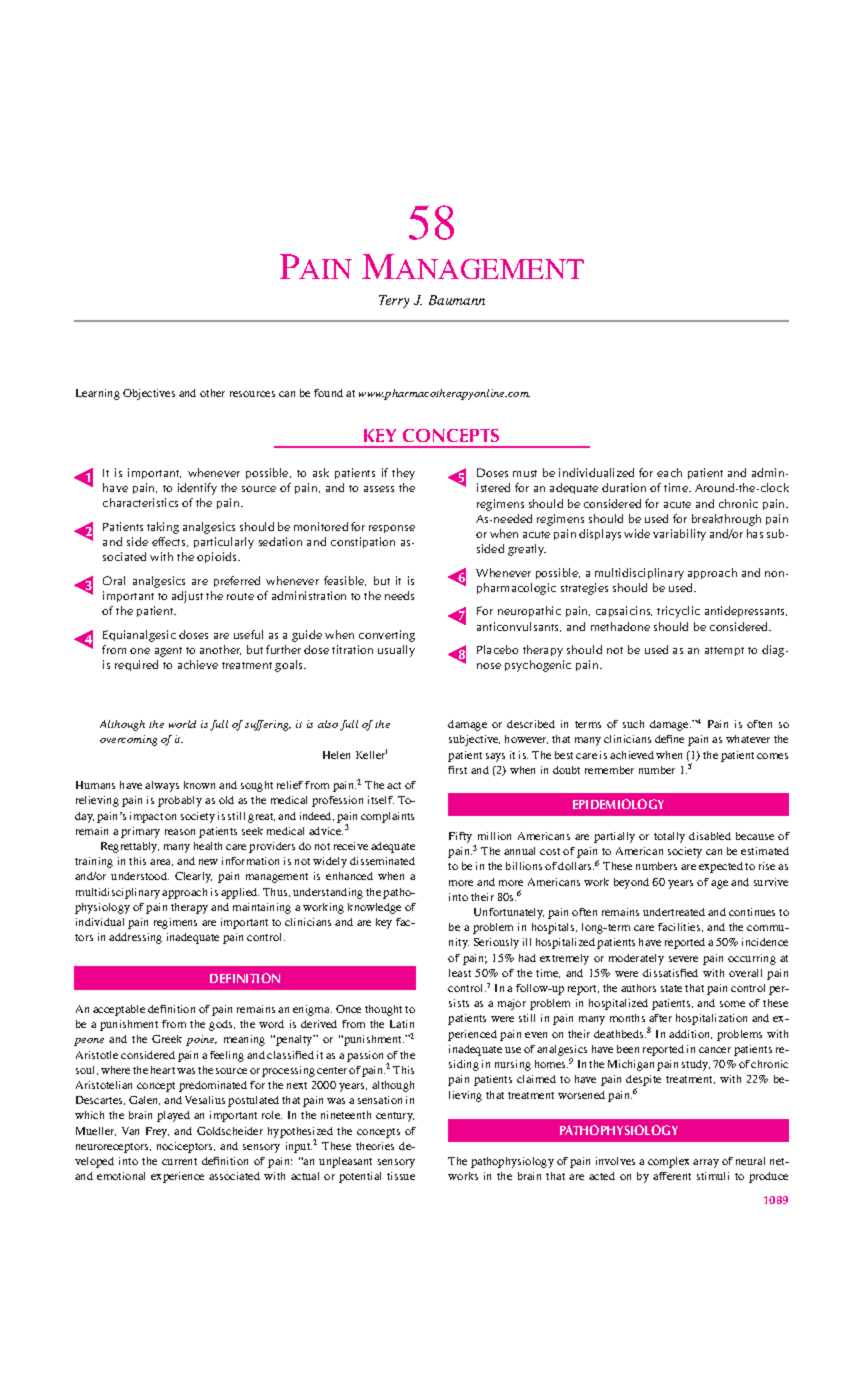 PAIN Management definition , etiology , epidemiology