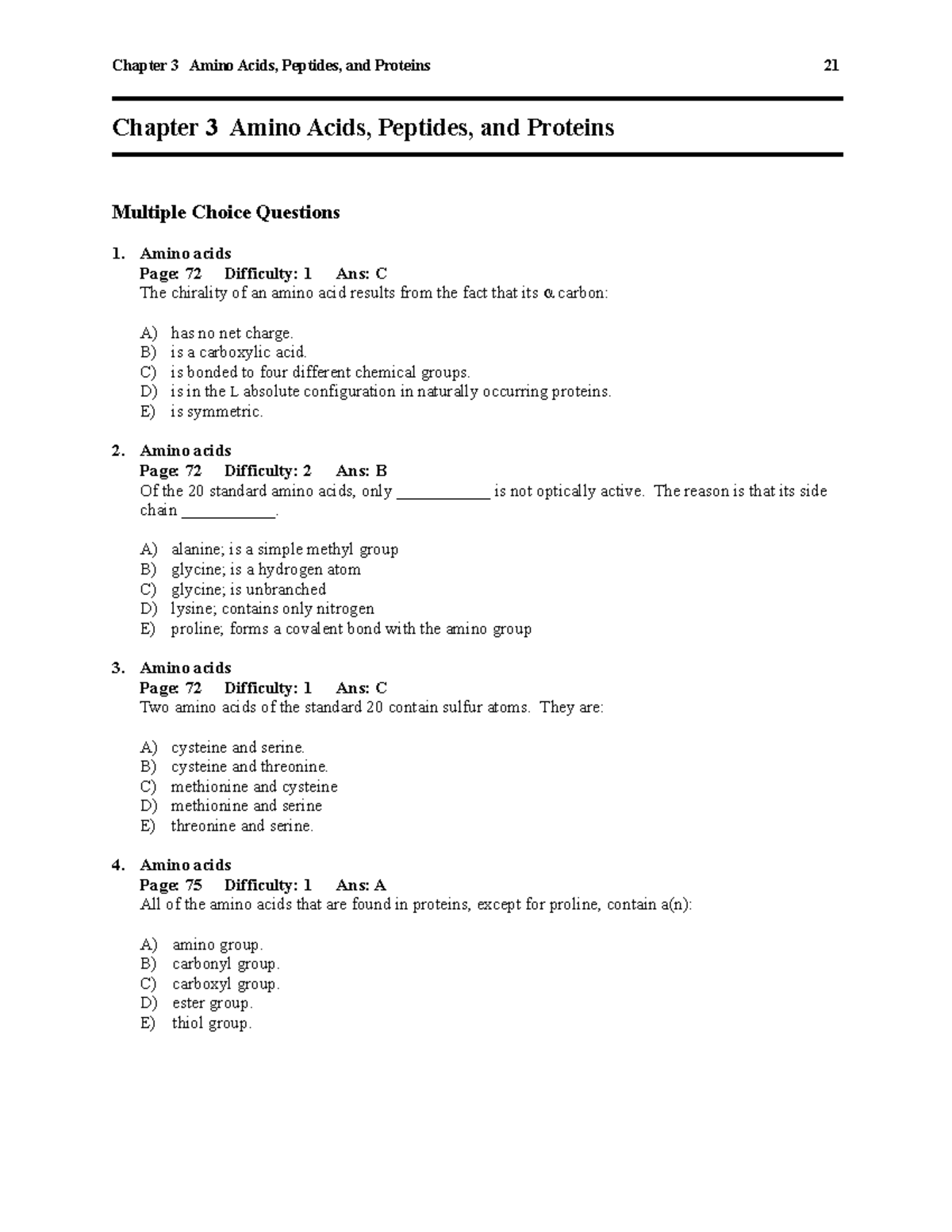 Chapter 3 - Amino acids MC - Chapter 3 Amino Acids, Peptides, and ...