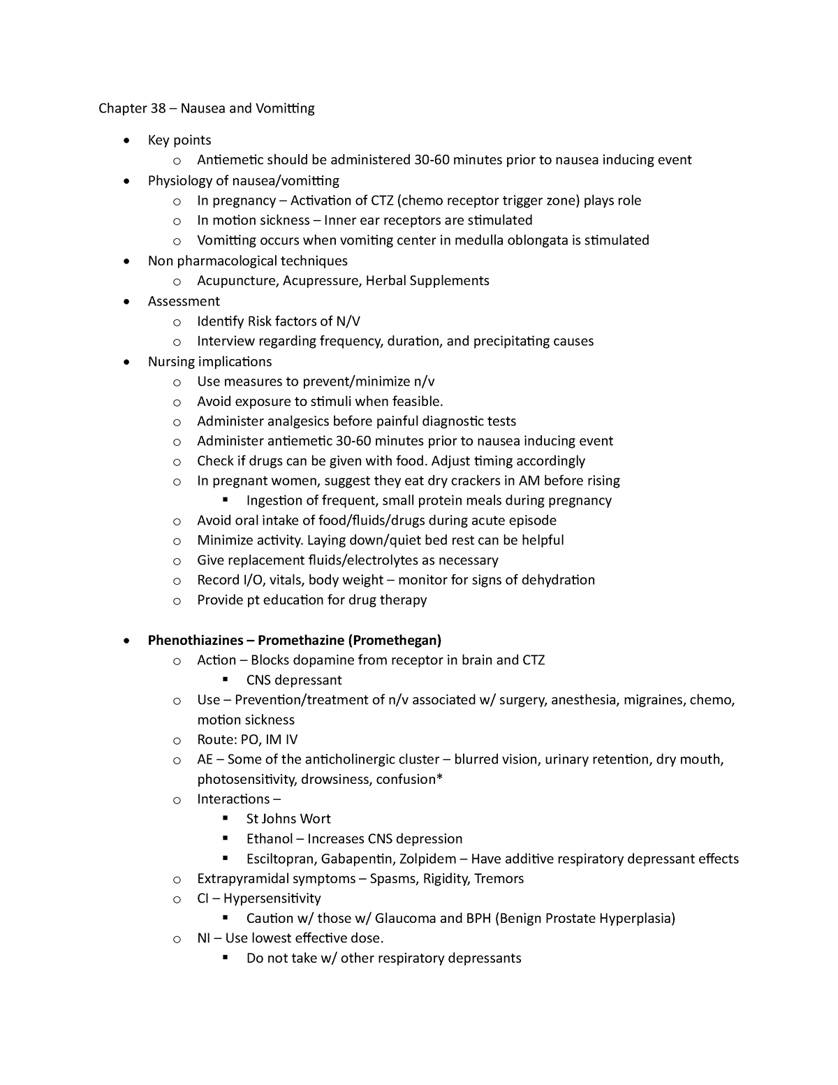 Chapter 38 study guide for NRS115 - Chapter 38 – Nausea and Vomiƫng Key ...