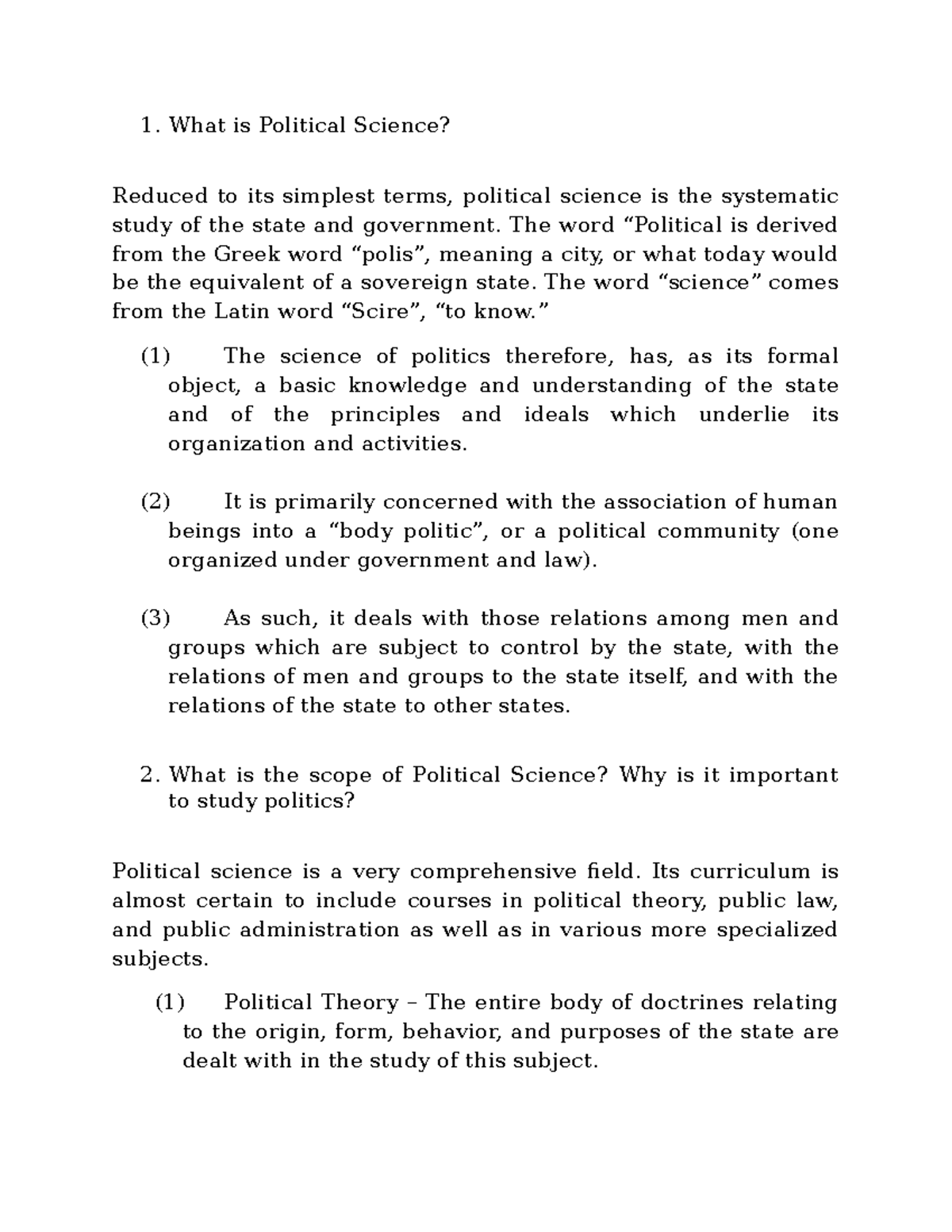 Philippine Constitution Assignment 1 - What is Political Science ...