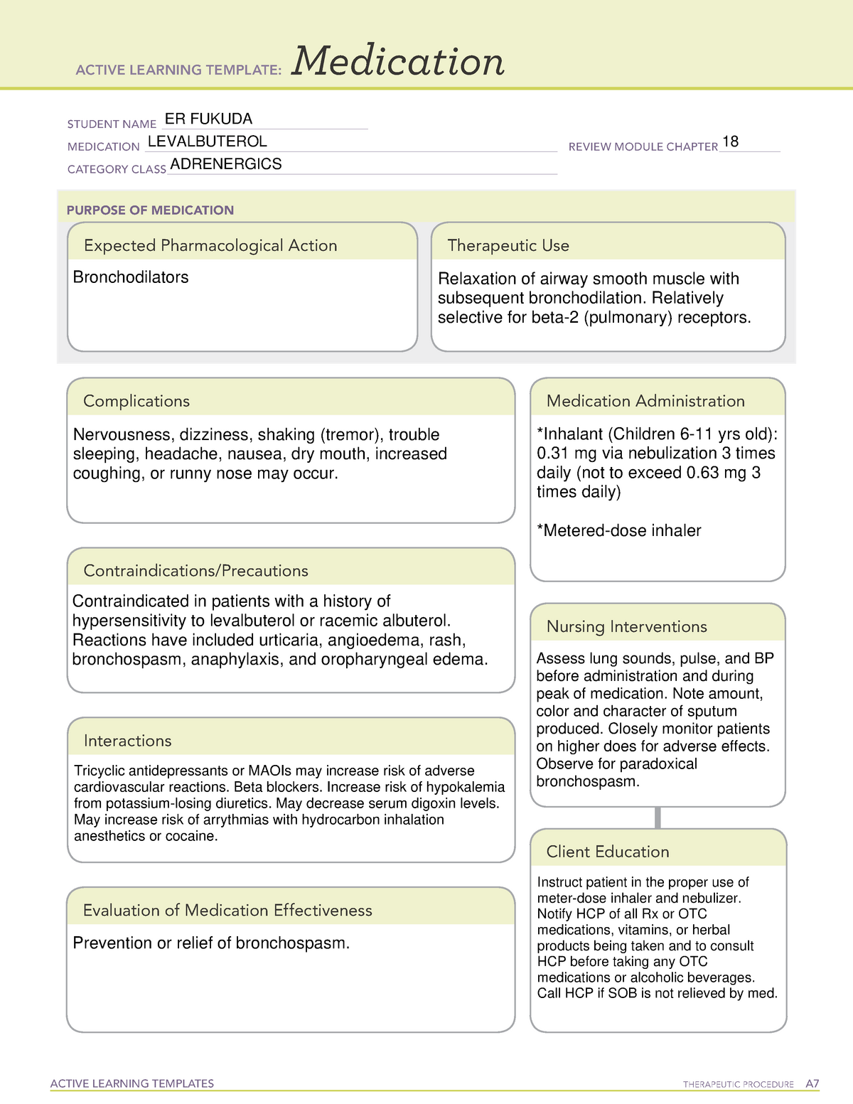 Medication Cystic Fibrosis NUR 109 Maternal OB and Pediatrics StuDocu