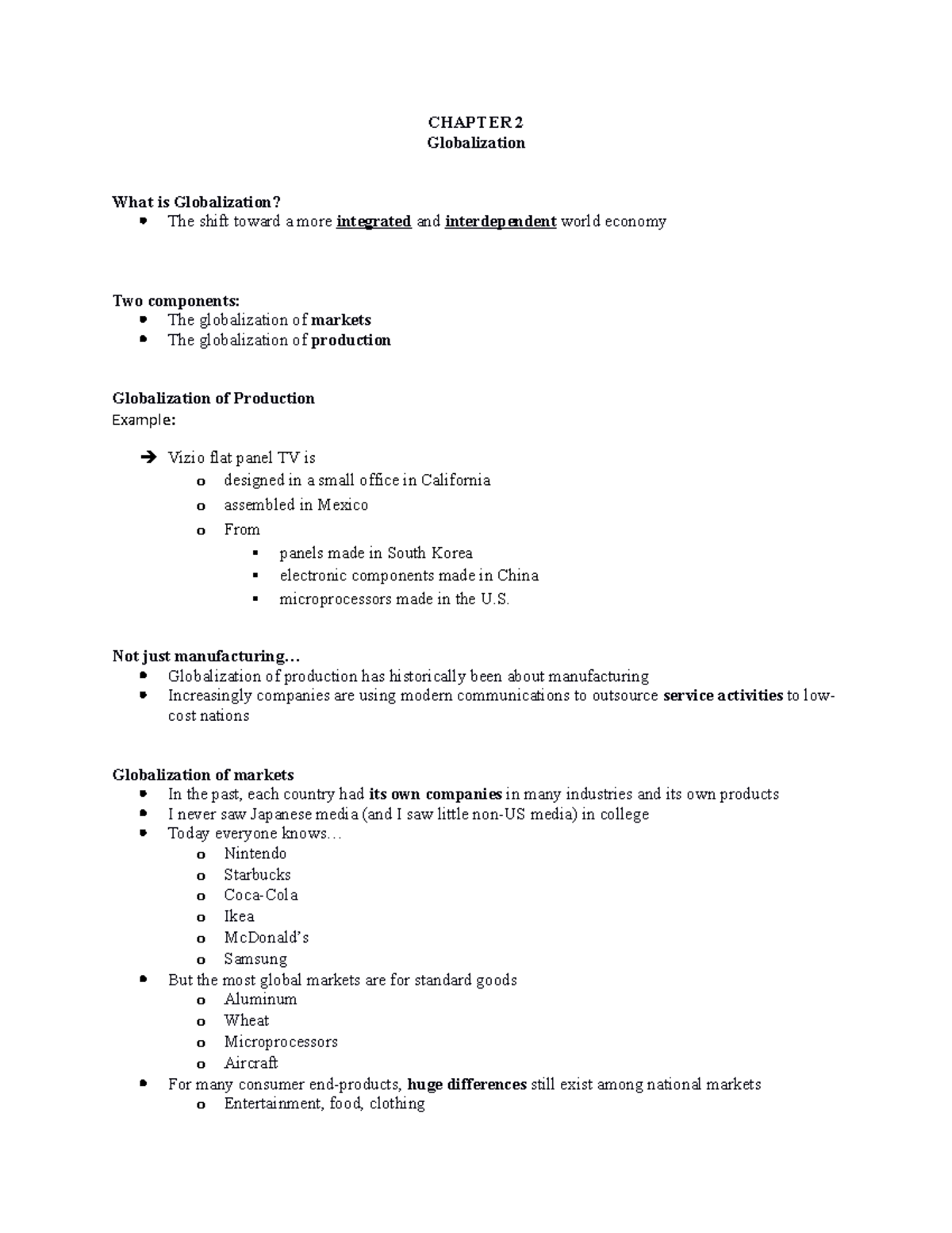 Chapter 2 - Globalization - CHAPTER 2 Globalization What Is ...