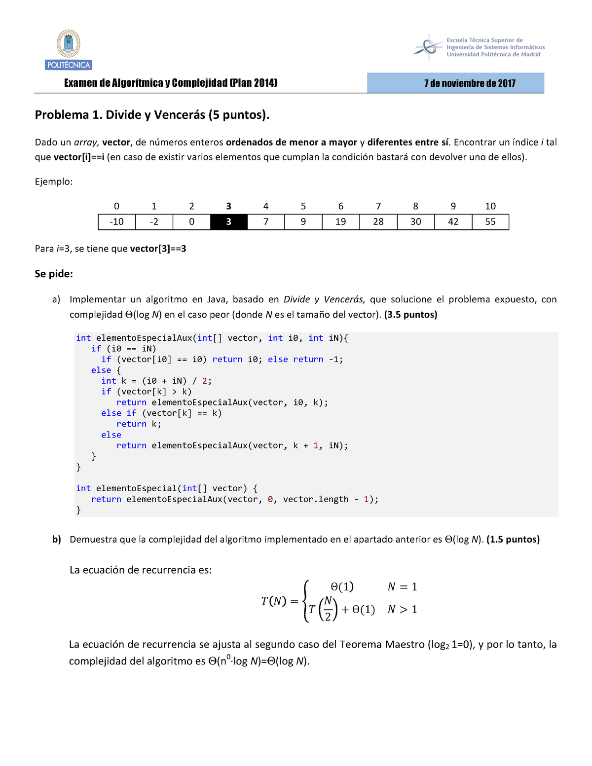 Examen 2016, Preguntas Y Respuestas - Examen De Algorítmica Y ...