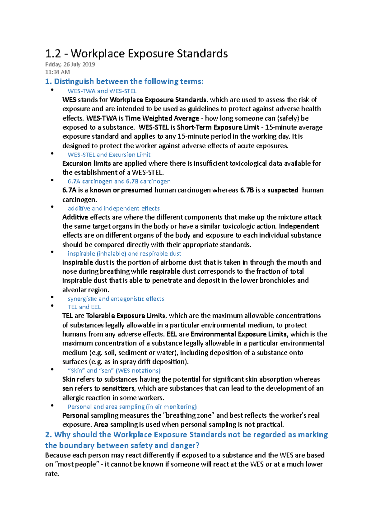 2 workplace exposure standards 1 Workplace Exposure Standards