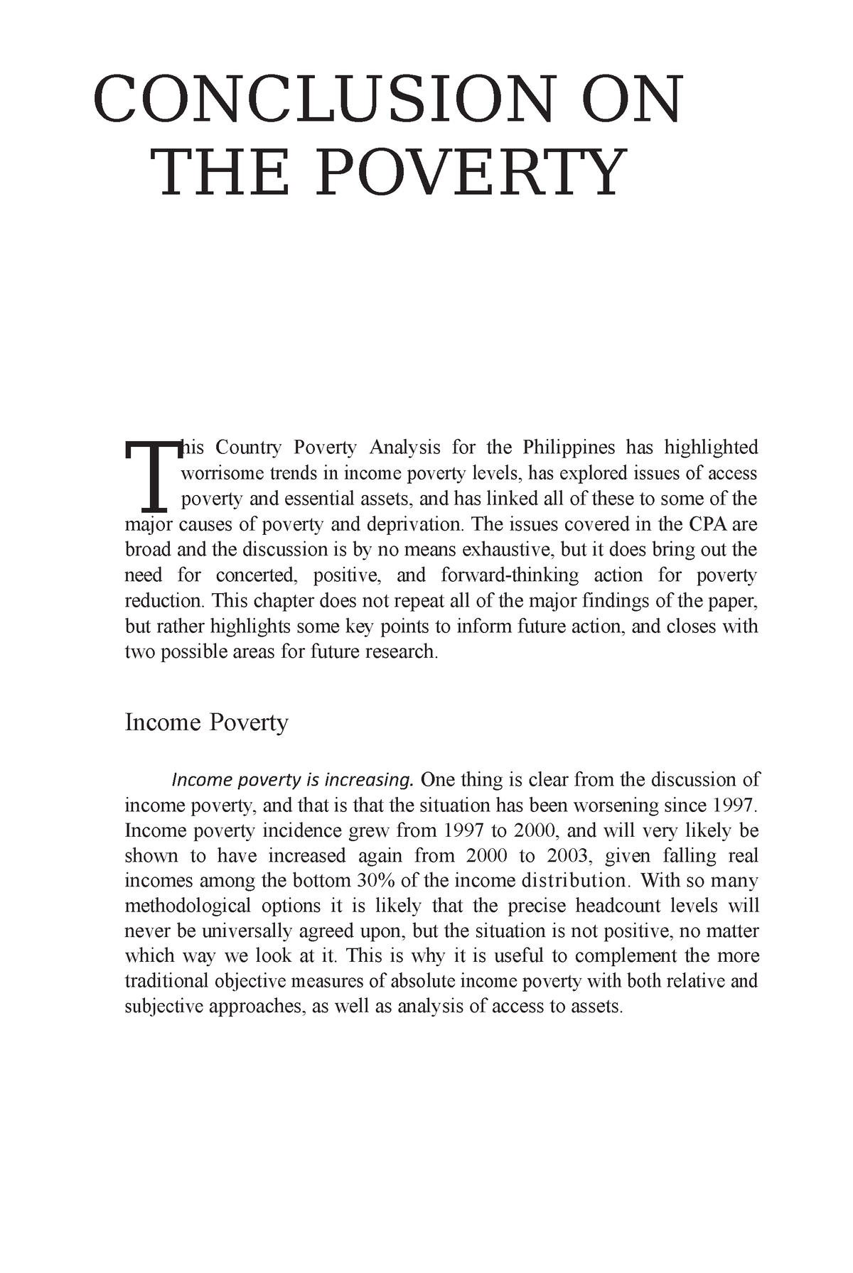 conclusion in research about poverty