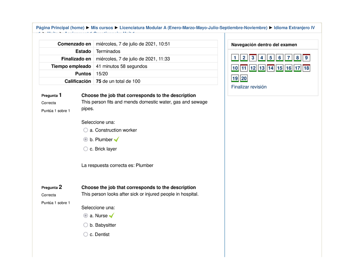 assignment 1 questionnaire unit 1 idioma extranjero iv v1