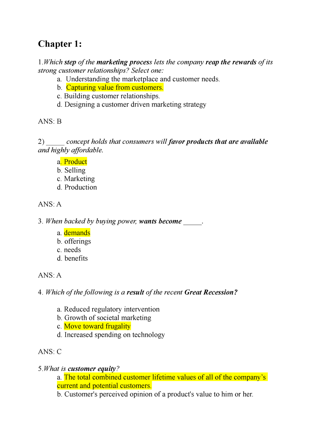 MKT- Final - Chapter 1: Which Step Of The Marketing Proces S Lets The ...