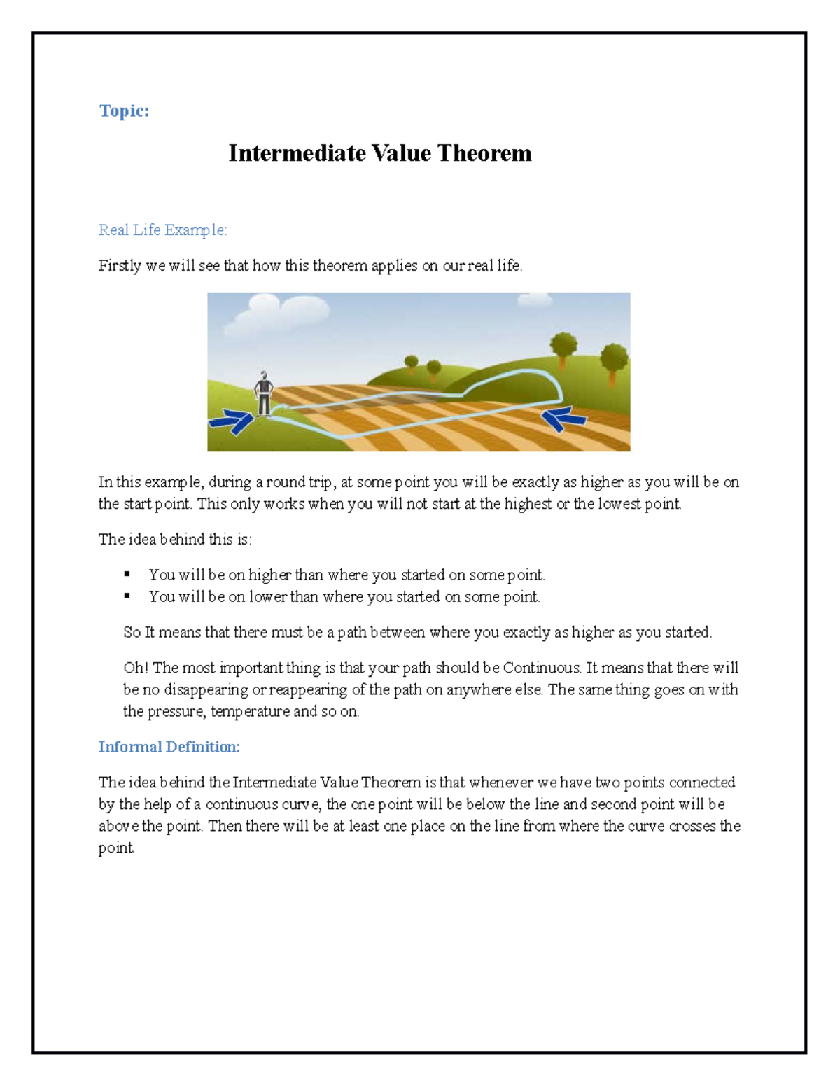Article 5 - AI Lecture - Topic: Intermediate Value Theorem Real Life ...