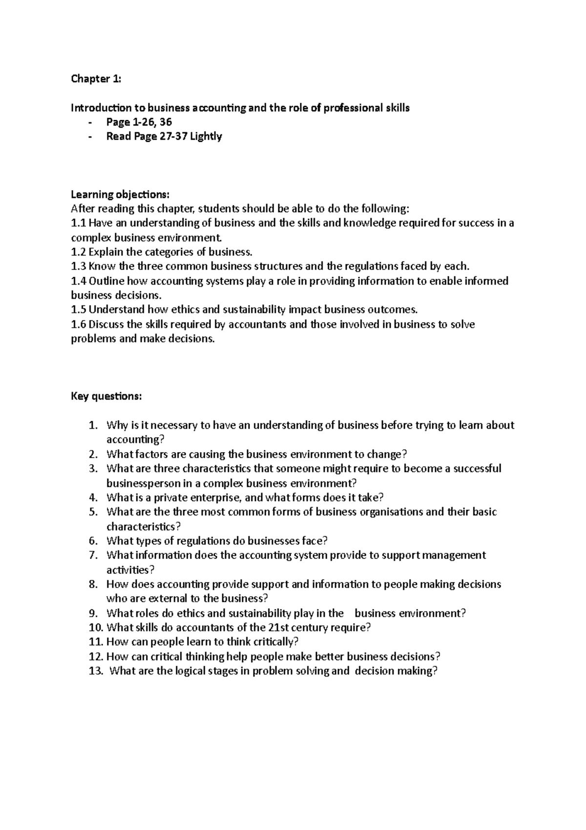 Accounting for business W1 Summaries Massey University Studocu