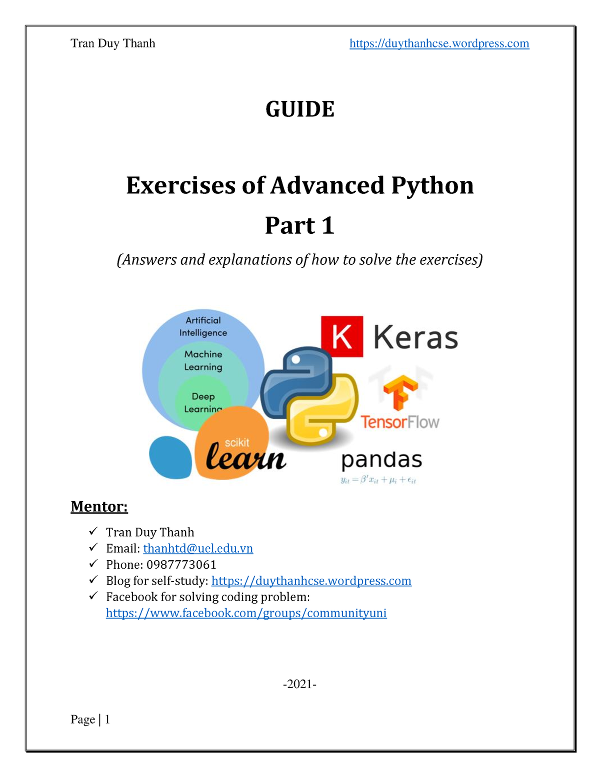 Exercise Guide Advanced Python Part 1 - GUIDE Exercises Of Advanced ...