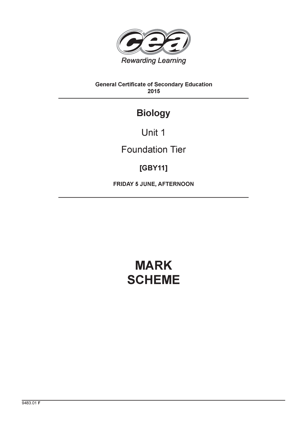 GCSE BIOL Past Papers Mark Schemes Standard May June Series 2015 16058 ...