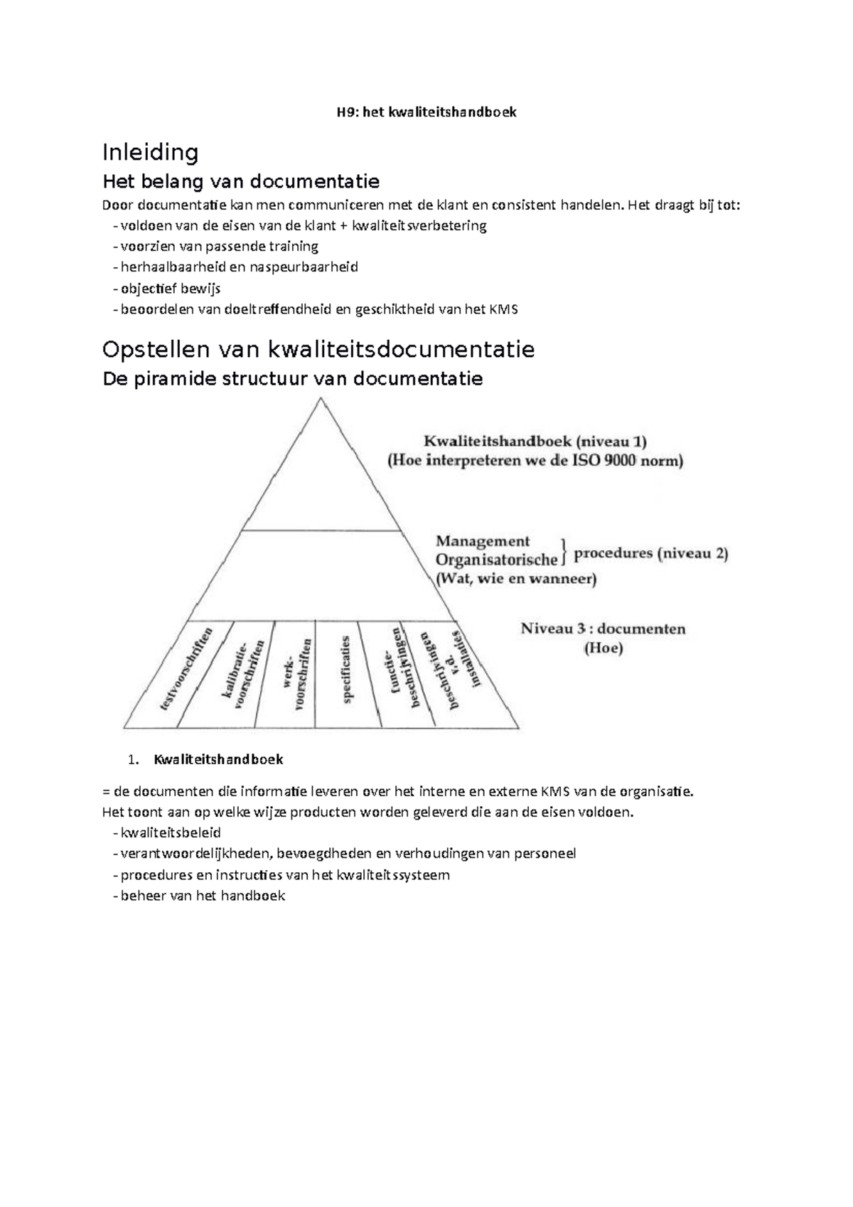 H9-samenvatting - H9-samenvatting - H9: Het Kwaliteitshandboek ...