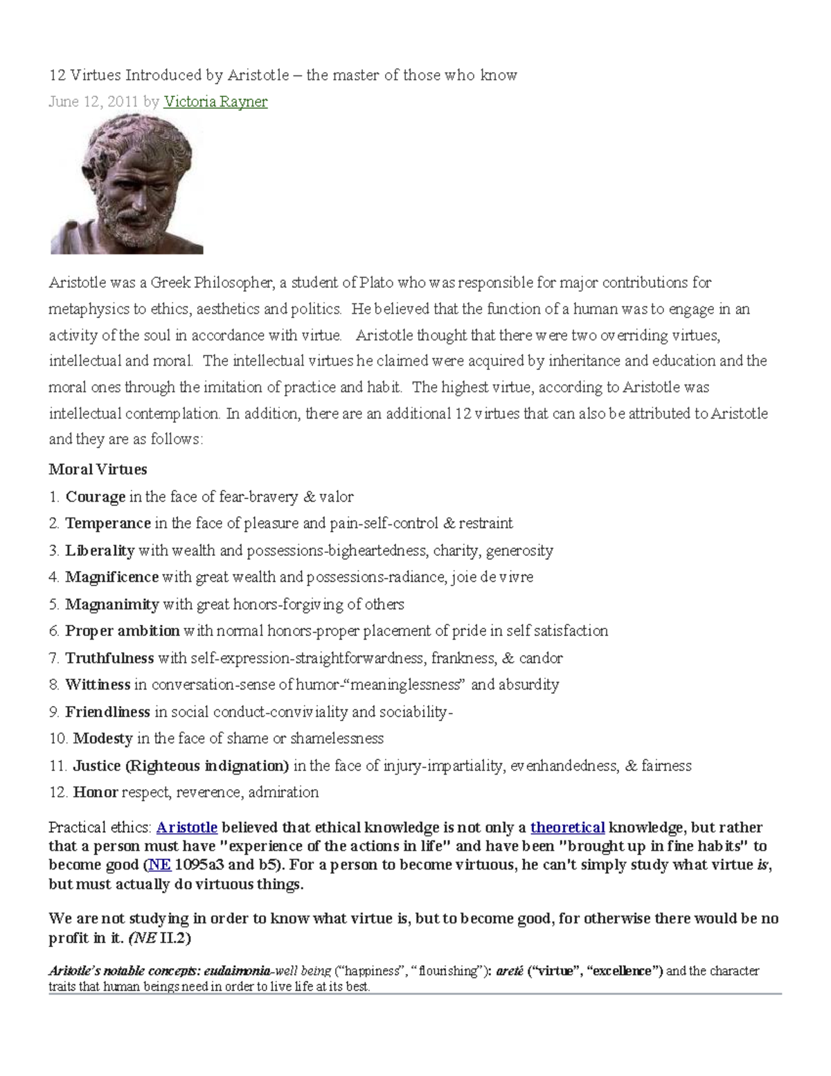 12 virtues of Aristotle(1) (2) - 12 Virtues Introduced by Aristotle ...